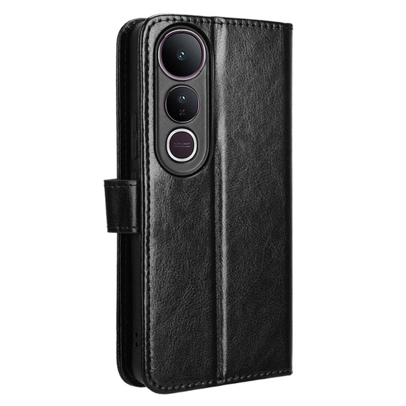 Etui z klapką do Vivo V50 Lite 4G / 5G, Crazy Horse Wallet, czarne