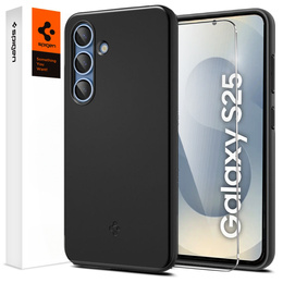 Etui Spigen do Samsung Galaxy S25, Thin Fit Mag, czarne + Szkło hartowane 9H