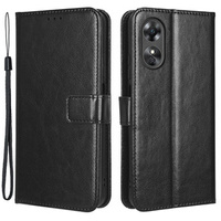 Etui z klapką do Oppo A17, Crazy Horse Wallet, czarne