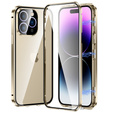 Etui do iPhone 14 Pro, Magnetic Dual Glass, złote