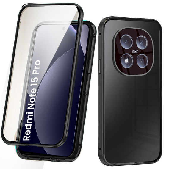 Etui do Xiaomi Redmi Note 15 Pro 5G, Magnetic Dual Glass, czarne
