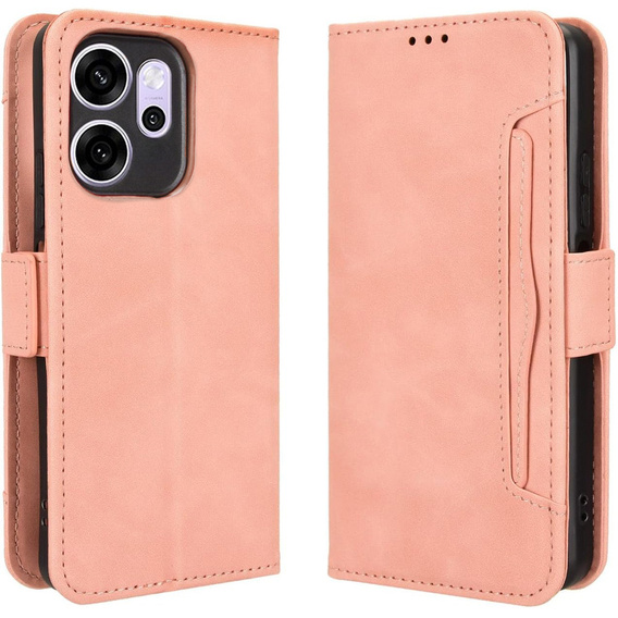 Etui z klapką do Oppo Reno 14 F / 14 FS, Card Slot, różowe