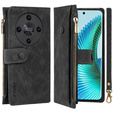 Etui z klapką do Honor Magic 6 Lite 5G, Wallet Zipper Pocket, czarne