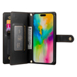 Etui z klapką do iPhone 16 Pro, Wallet Zipper Pocket, czarne
