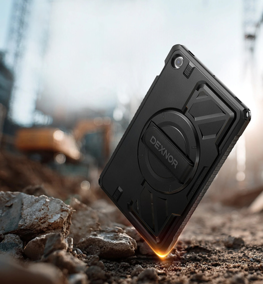 Etui Dexnor 360° do Samsung Galaxy Tab A9+, z paskiem i miejscem na rysik - czarne