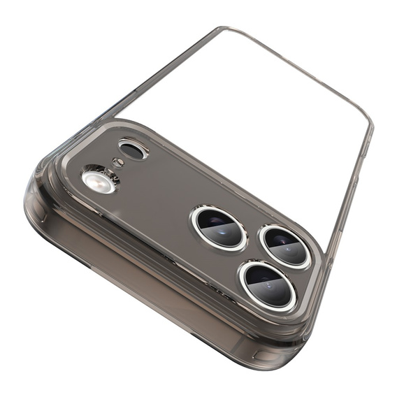 Etui do iPhone 17 Pro Max, silikonowe z twardym tyłem, przydymione czarne