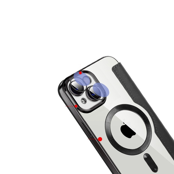 Etui z klapką do iPhone 14, RFID Wallet MagSafe z ochroną aparatu, czarne