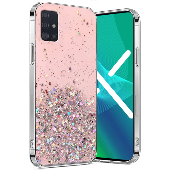 Etui do Samsung Galaxy A51 5G, Glittery, różowe