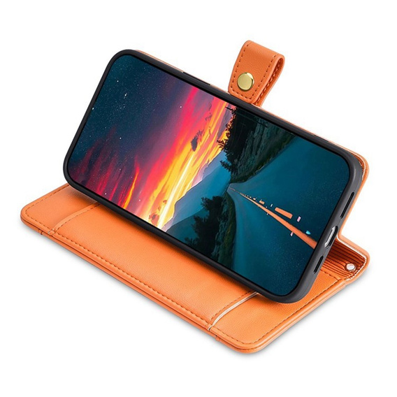 Etui z klapką do iPhone 17, Wallet Zipper Pocket, pomarańczowe