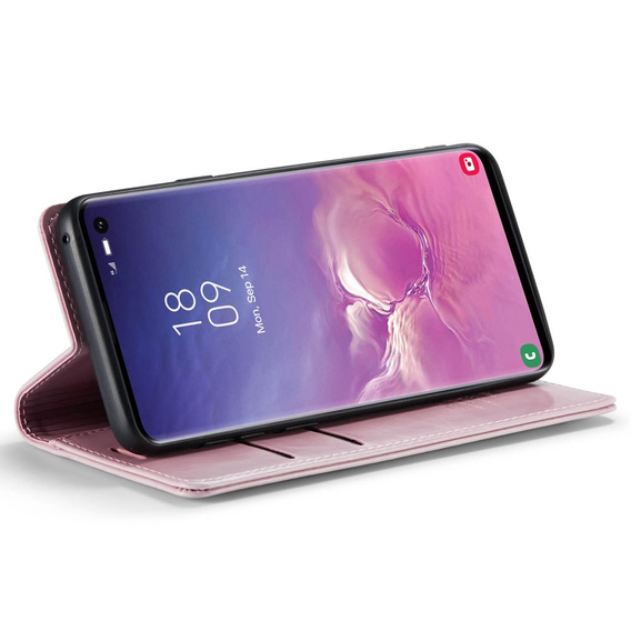Etui z klapką CASEME do Samsung Galaxy S10+ Plus, Waxy Textured, różowe