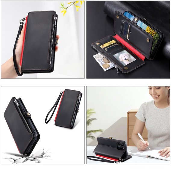 Etui z klapką do Xiaomi Redmi 14C / Xiaomi Poco C75, Wallet Zipper Pocket, czarne