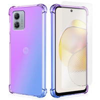 Zestaw Etui Gradient Dropproof do Motorola Moto G73 5G, Fioletowe / Niebieskie + szkło