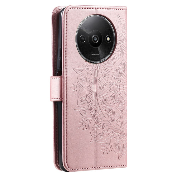 Etui z klapką do Xiaomi Redmi A3, Mandala, różowe