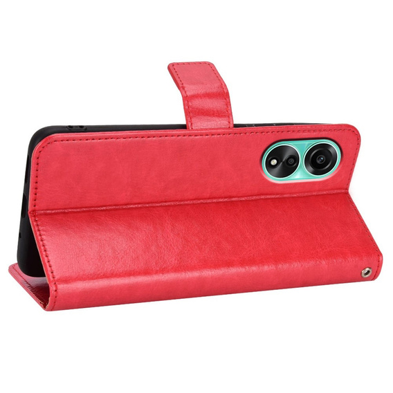 Etui z klapką do Oppo A78 4G, Crazy Horse Wallet, czerwone