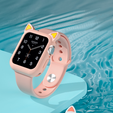Etui Silikonowe do Apple Watch 4/5/6/SE 44mm, Kocie Uszy, Różowe