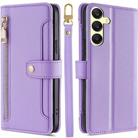 Etui z klapką do Samsung Galaxy A25 5G, Wallet Zipper Pocket, fioletowe