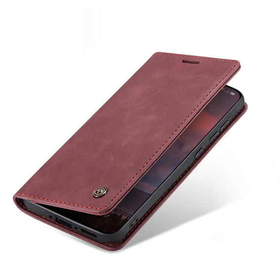Etui CASEME do OnePlus 15, Leather Wallet Case, bordowe