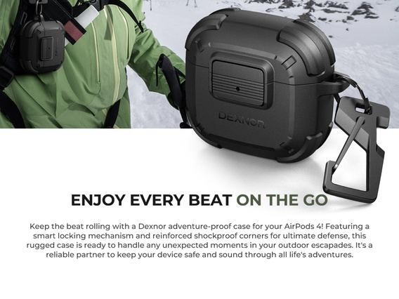 Etui Dexnor na Słuchawki Airpods 4 2024, Rugged Bumper, czarne