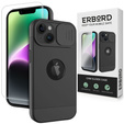 Etui do iPhone 13 / iPhone 14, ERBORD MagSafe Cam Slider, czarne + Szkło na ekran