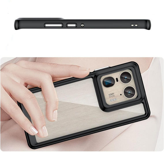 Etui do Motorola Edge 50 Ultra, Fusion Hybrid, przezroczyste / czarne