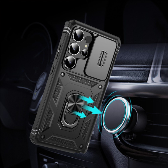 Etui do Samsung Galaxy S25 Ultra, KickStand Camera Lens, czarne