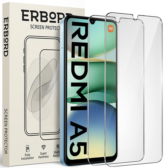 2x Szkło Hartowane do Xiaomi Redmi A5, ERBORD 9H Hard Glass, szybka