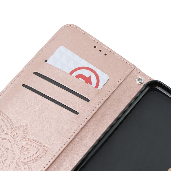 Etui z klapką do Oppo A79 5G, Butterfly, różowe rose gold