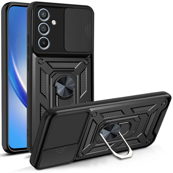 Zestaw Etui pancerne do Samsung Galaxy A34 5G, Nox Camera Slide, Czarne + szkło