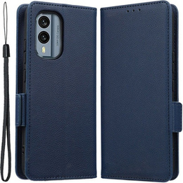 Etui z klapką do Nokia X30 5G, Wallet Litchi Magnet Case, granatowe