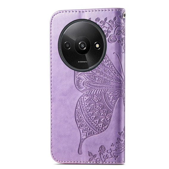 Etui z klapką do Xiaomi Redmi A3, Butterfly, fioletowe