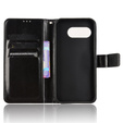 Etui z klapką do Google Pixel 9A, Crazy Horse Wallet, czarne