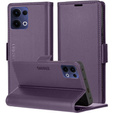 Etui do Oppo Reno 13, ERBORD Glossy Litchi, portfel z klapką, fioletowe