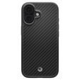 Etui Spigen do iPhone 17, Enzo Aramid MagSafe, carbon czarne / srebrne