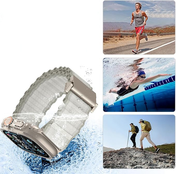 Pasek Nylonowy do Apple Watch 1/2/3/4/5/6/7/8/9/10/11/SE Ultra 1/2/3 42/44/45/46/49mm, Biały