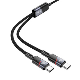 Kabel 2w1 USB-C do USB-C + Lightning Hoco U139 5A 100W 1,2 m – Czarny