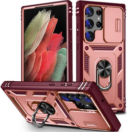 Etui pancerne do Samsung Galaxy S23 Ultra, CamShield Slide, różowe / czerwone