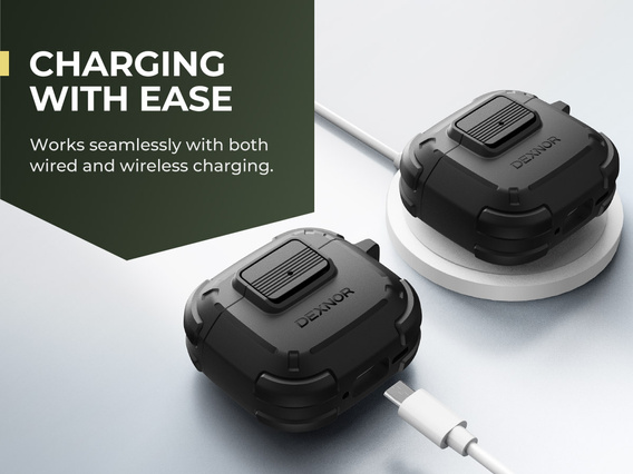 Etui Dexnor na Słuchawki Airpods 4 2024, Rugged Bumper, czarne