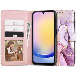 Etui Tech-Protect Wallet do Samsung Galaxy A25 5G, Marble, Różowe