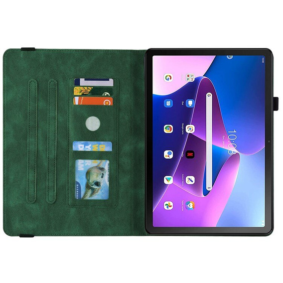 Etui do Lenovo Tab M10 Plus 10.6 Gen 3 TB-125F TB-128F, Wallet Pen Slot, butterflies, zielone