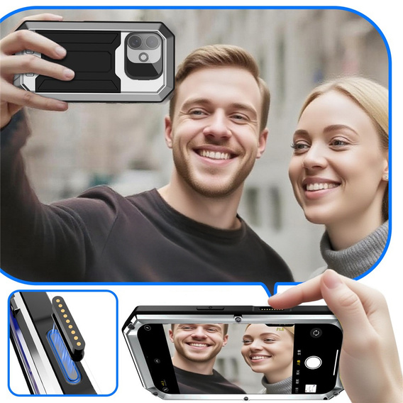 Etui pancerne do iPhone 17, R-JUST, srebrne