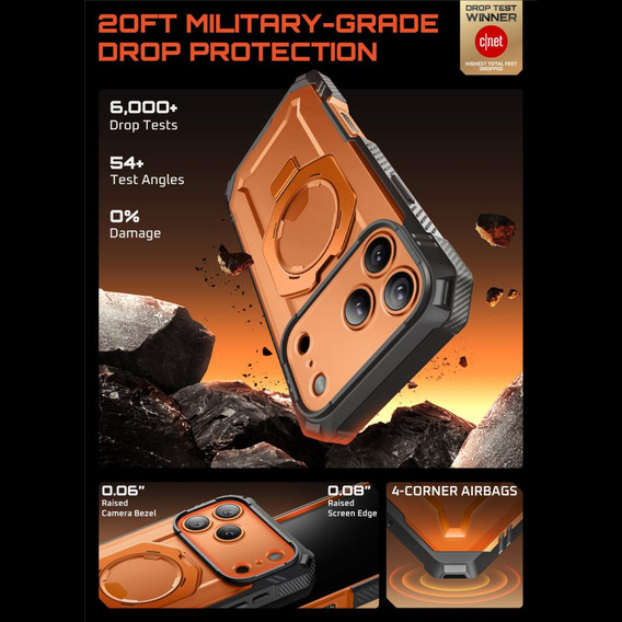 Etui Supcase do iPhone 17 Pro Max, Unicorn Beetle Grip Pro Mag, Coral