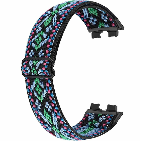 Pasek Nylonowy do Huawei Band 8 / Huawei Band 9 / Huawei Band 10, zielone akcenty