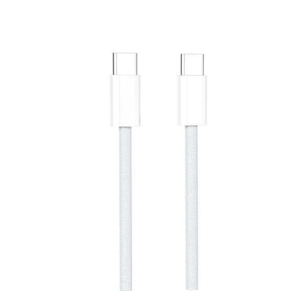 Zestaw Ładowarka Sieciowa 65W GaN 2x USB-C, biała + 2x Nylonowy Kabel USB-C 1M