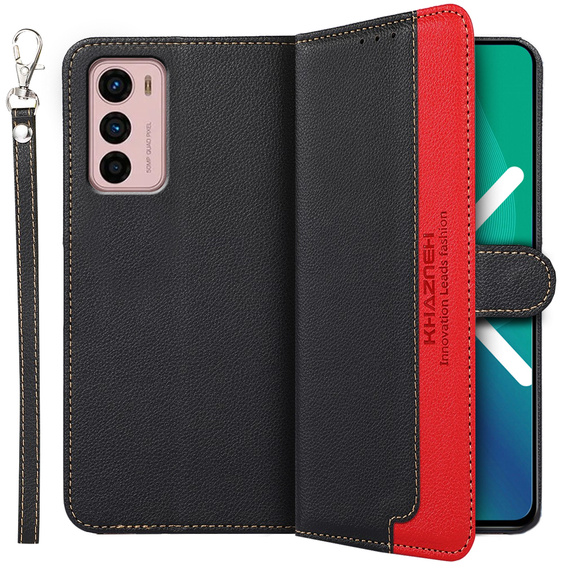 Etui z klapką do Motorola Moto G42 4G, KHAZNEH RFID, Dual Color, czarne