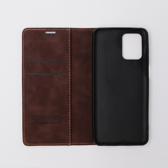 Etui do Motorola Moto E13 4G, ERBORD Vintage portfel z klapką, kawowe