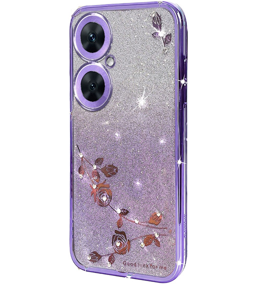 Etui do OnePlus Nord CE 3 Lite 5G, Glitter Flower, fioletowe