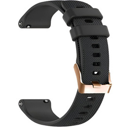 Pasek Silikonowy Uniwersalny 18mm, ze złotą klamrą, Czarny