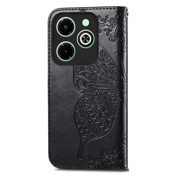 Etui z klapką do Infinix Hot 40i, Butterfly, czarne