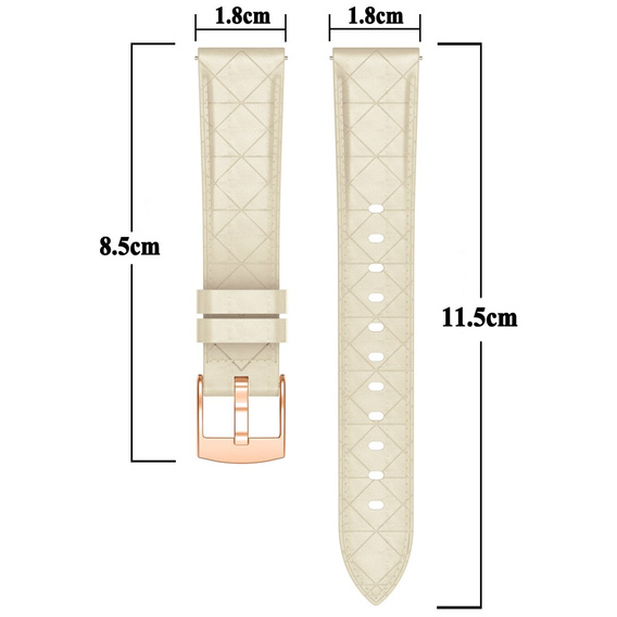 Elegancki pasek skórzany z klamrą do zegarków o szerokości mocowania 18mm – biały