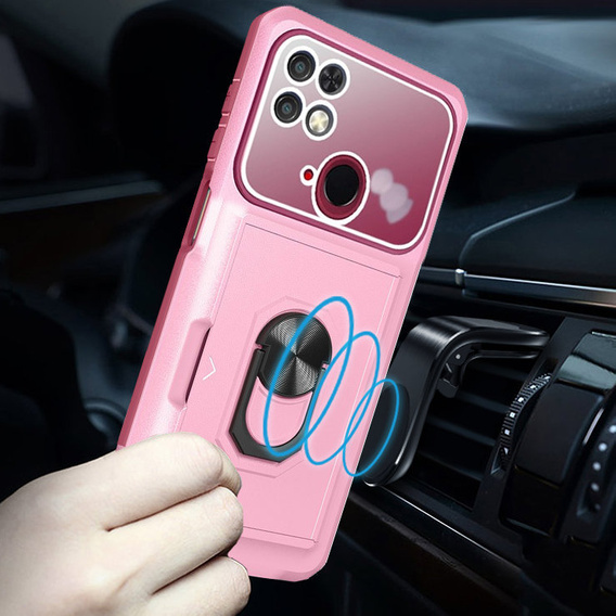 Etui Premium Kickstand do Xiaomi Redmi 10C, Pink/Wine Red